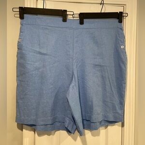 NWOT Serengeti Size 2X Blue Linen Blend Elastic Waist Sailor Shorts Pockets